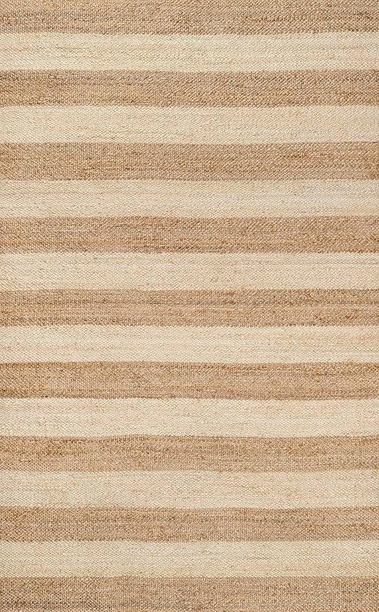 JONATHAN Y Jayden Woven Jute Stripe Natural/Bleach Indoor Area Rug, 4x6, Rustic, Farmhouse, Traditional, Lodge, Easy-Cleaning for Living Room, Bedroom, Kitchen, Non-Shedding (NRF202C-4)