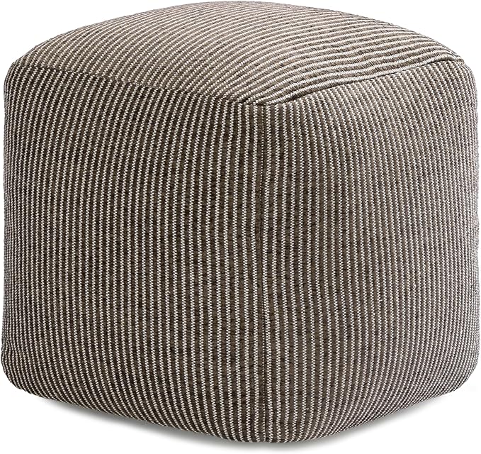 Anji Mountain Pouf Ottoman Foot Rest, Handmade Ottoman Pouf, Comfortable Foot Stool, Decorative Floor Seating for Living Room Decor, Bedroom & Home Décor Accent - Mocha Bisque