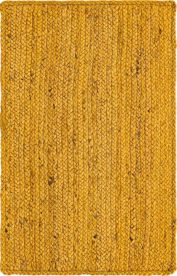 Unique Loom Braided Jute Collection Area Rug - Dhaka (2' x 3' 1" Rectangle, Yellow)
