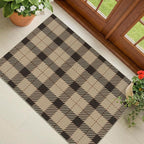 Washable 2x3 Plaid Rug Entry Way Indoor - No Shed Easy Jute Small Throw Rug for Kitchen, Non Slip Rustic Farmhouse Door Mat Indoor Entrance, Low Pile Black and Tan Checkered Buffalo Entryway Décor