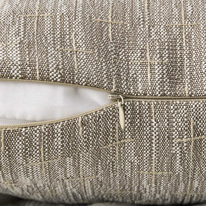 MIULEE Pack of 2 Decorative Burlap Linen Throw Pillow Covers Modern Farmhouse Pillowcase Rustic Woven Textured Cushion Cover for Sofa Couch Bed 20x20 Inch Light Brown