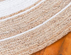 Unique Loom Braided Jute Collection Classic Quality Made Natural Hand Woven with Coastal Design Area Rug (8' 0 x 8' 0 Round, Natural/ Ivory)