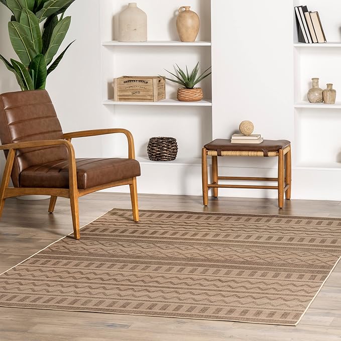 nuLOOM 6' x 9' Easy-Jute Area Rug, Machine Washable, Non-Slip, for Living Room Bedroom Kids Room Nursery Home Decor, Pattie Natural