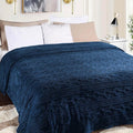 Superior Fleece Boho Jacquard Blanket, Decorative Blankets for Bedroom, Sofa, Fuzzy, Plush, Fluffy, Soft, Cute Room Decor, Beautiful Cover, Comfort Essentials, Arctic Collection, King, Navy Blue