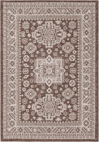 Rugs.com Outdoor Aztec Collection Rug – 4' x 6' Brown Flatweave Rug Perfect for Living Rooms, Large Dining Rooms, Open Floorplans