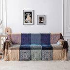 Boho Chair Cover Colorful Chenille Tassels Hippie Throw Blanket for Couch Bed Sofa Recliner Loveseat, Blanket for Bohemian Living Room Decor Purple(60"*75")