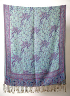 Achillea Reversible Paisley Pashmina Rave Scarf – Exotic Indian Shawls and Wraps for Evening Dresses, Festivals, All Seasons