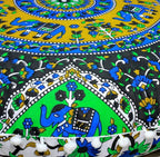 Round Mandala Floor Pillow Cover Seating Cushion Throw Cover Ottoman Pouf Cover Pom Pom Pillow Cases Hippie Decorative Bohemian Boho Indian 22 Inches (Green Blue)