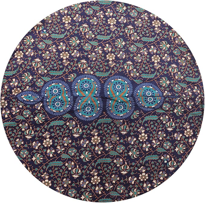 32" Blue Mandala Floor Pillow Cushion Seating Throw Cover Hippie Decorative Bohemian Ottoman Poufs, Pom Pom Pillow Cases,Boho Indian