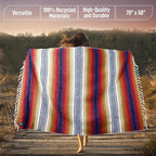 Hydration Nation Authentic Large Handwoven Mexican Striped Throw Blanket - Soft, Durable, Eco-Friendly - 70"x50" – Sunrise