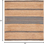 SAFAVIEH Natural Fiber Collection Area Rug - 6' Square, Natural & Grey, Handmade Stripe Boho Farmhouse Rustic Braided Jute, Ideal for High Traffic Areas in Living Room, Bedroom (NFB262F)