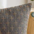 MIULEE Pack of 2 Decorative Burlap Linen Throw Pillow Covers Modern Farmhouse Vintage Pillowcase Rustic Woven Textured Cushion Cover for Sofa Couch Bed 18x18 Inch Dark Grey