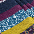 Lush Decor Boho Stripe Reversible Cotton Throw Blanket, 50" W x 60" L, Plum & Yellow - Striped Throw Blankets for Bed - Couch Blanket - Boho Throw Blanket for Couch