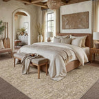 HUGEAR Area Rug 5x7 Light Brown Machine Washable Living Room Rugs Distressed Vintage Floral Vacuumable Low Pile Carpet Bedroom Office Dining Room Laundry Room Non Slip Soft Lightweight