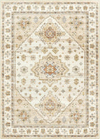 Washable Rugs 8x10, Ultra-Thin Non-Slip 8x10 Area Rugs for Living Room, Soft Vintage Large Area Rug, Foldable Farmhouse Bedroom, Dining Room Rug (Light Brown/Beige, 8'x10')