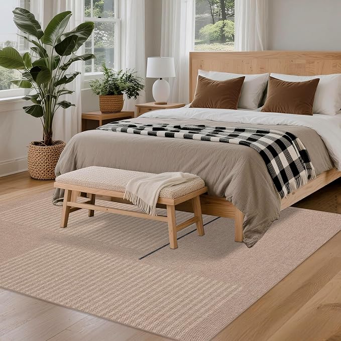 Easy Jute Rug 5x7: Indoor Outdoor Natural Boho Area Rugs for Living Room Patio Washable - Farmhouse Neutral Contemporary Carpet Mat for Entryway Bedroom Kitchen Backyard Sunroom Non Slip