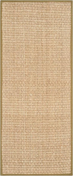 SAFAVIEH Natural Fiber Collection Runner Rug - 2'6" x 16', Natural & Olive Green, Seagrass, Basketweave Pattern with Border (NF114G)