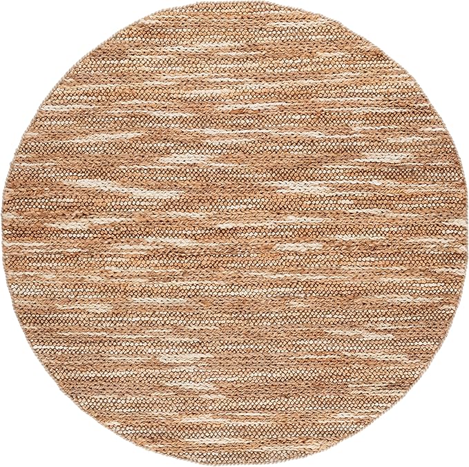SAFAVIEH Natural Fiber Couture Collection Area Rug - 6' Round, Natural, Handmade Jute, Ideal for Living Room, Bedroom, Home Office, Dining Space (NFC101B-6R)