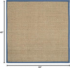 SAFAVIEH Area Rug 4' Square - Natural Fiber Collection - Natural & Navy, Seagrass, Basketweave Pattern with Border (NF114T)