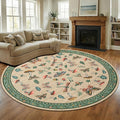 Mushroom Insect 8ft Round Rug Washable Non-Slip Soft Ultra-Thin Large Boho Circle Carpet for Entryway Kitchen Bedroom Nursery Dining Room Khaki Green