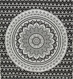 ANJANIYA Ombre Wall Hanging Bohemian Tapestry, Metallic Wall Art Bedspread, Psychedelic Hippie Mandala Dorm Décor for Hanging, Bedding, Beach Coverlet Curtain, Black Silver, 54"X60"
