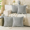 Set of 4 Grey Decorative Throw Pillow Covers 24x24 Inch Corduroy Pillow Covers for Bed Couch Sofa Living Room Soft Square Cushion Cases