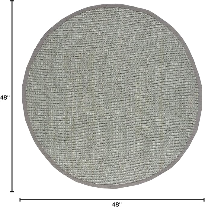 SAFAVIEH Natural Fiber Collection 4' Round Green / Grey NF730B Handmade Farmhouse Premium Jute Area Rug