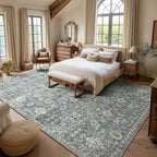 Washable Rugs for Living Room: 10x14 Area Rugs for Bedroom Ultral Soft Non-Slip Stain Resistant Vintage Boho Large Carpet for High-Traffic Dining Room - Farmhouse Decor