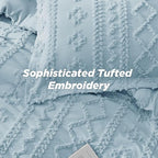 Bedsure Tufted Boho Comforter Set Twin Size - Light Blue Boho Bed Set, GentleSoft™ 2 Pieces Farmhouse Shabby Chic Embroidery Bedding, Gifts for Woman, Soft Jacquard Twin Comforter for All Seasons
