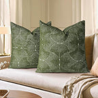 AELS Boho Decorative Textured Throw Pillow Covers 24x24, Modern Mid Century Rainbow Tufted Pillow Case, Farmhouse Rustic Geometric Woven Cushion Case for Bed Couch Sofa, Olive Green