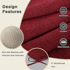 AddGrace Chair Cushions for Dining Chairs Set of 1 Kitchen Seat Cushions with Ties and Non Slip Backing Tufted Indoor Seat Pad for Kitchen Dining Room 18" x 17" x 3" Burgundy