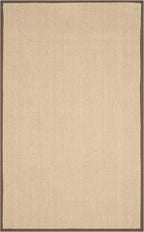 SAFAVIEH Area Rug 4x6 - Natural Fiber Collection - Maize & Brown, Sisal, Woven Design with Border (NF141C)