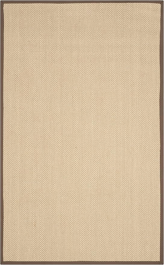 SAFAVIEH Area Rug 4x6 - Natural Fiber Collection - Maize & Brown, Sisal, Woven Design with Border (NF141C)