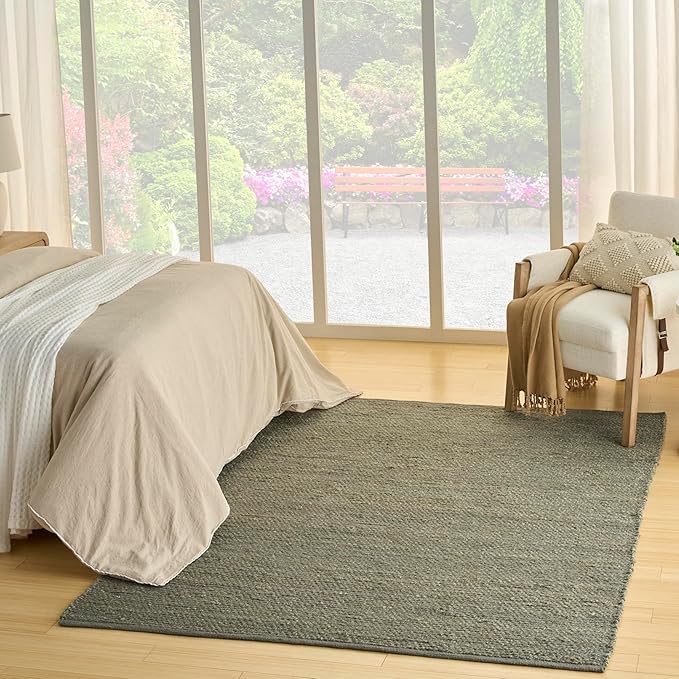 Nourison Home Natural Jute Sage 4' x 6' Area Rug - Easy Clean, Non Shedding, Bed Room, Living Room, Dining Room, Kitchen (4' x 6')