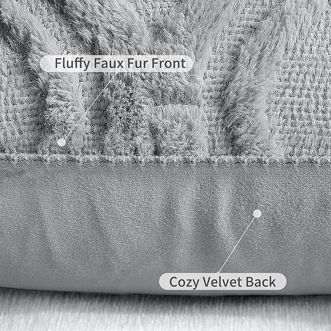decorUhome Cozy Textured Euro Sham Throw Pillow Covers 22x22 Inch Set of 2, Soft Plush Faux Wool Grey Accent Couch Pillow Covers for Modern Farmhouse Sofa Bed Living Room