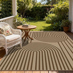 Outdoor Rug 5x7 Rugs for Living Room Washable Non-Slip Easy Jute Rug Indoor Outdoor Low Pile Ultra-Thin Area Rug Brown Rainbow Carpet for Dining Room Bedroom Patio Office Dorm Nursery Floor Mats