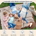 VitalCozy Waterproof Picnic Blankets 71×71 inch Outdoor Blanket Foldable 2 in 1 Double Layer Sandproof Beach Mat with Carry Strap for Camping Lawn Park Beach Grass(Khaki)