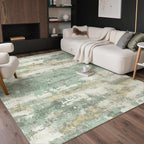 GENIMO No Crease Non Slip 8x10 Area Rugs for Living Room, Craft Woven Modern Rug, Soft Floor Carpet, Single-Piece Rugs for Bedroom, Dining Room, Office, Green Gray