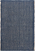 Navy 6x9 Jute Rug Braided Construction - Farmhouse Woven Carpet - Nautical Floor Covering for Bedroom Living Room, 6' x 9'