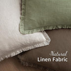 MIULEE Decorative Throw Pillow Covers Neutral Linen Fringe Throw Pillows Euro Shams Set of 2 Chocolate Brown Boho Farmhouse Cushion Covers for Couch Sofa Bed Living Room Spring Home Decor 26x26 Inch