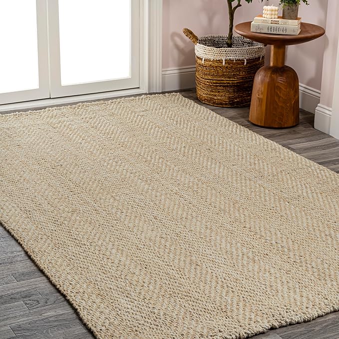 JONATHAN Y Espina Hand Woven Herringbone Chunky Jute Ivory Indoor Area Rug, 8x10, Bohemian, Cottage, Easy-Cleaning for Living Room, Bedroom, Kitchen, Pet Friendly, Non-Shedding (NFR101B-8)
