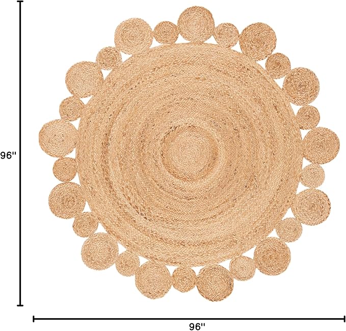SAFAVIEH Natural Fiber Round Collection 8' Round Natural NFB307A Handmade Boho Country Charm Jute Area Rug