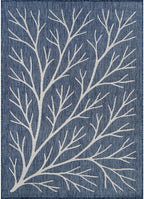 Washable Indoor Outdoor Rug 8x10 Modern Area Rugs Branch Pattern Non Shedding Waterproof Easy Clean Patio Deck Porch Living Room Bedroom Garden RV (8 X 10 Blue)