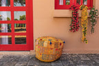 THE ART BOX Cotton Patchwork Vintage Pouf Covers (14x22 Inches, Cover Only) Boho Embroidered Bean Bag Seating Ottoman Kids Stool Decorative Chair Bohomian Home Décor