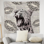 WNAGT Retro Trendy Leopard Tapestry Wall Hanging, Cheetah Leopard Room Decor, Vintage Funky Cheetah Print Lips Wall Blanket Decor for Girls Bedroom Dorm Apartment Home, 50x60 Inch
