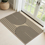 Outdoor Rug 2x3 Door Mat Easy Jute Entryway Porch Rug Indoor Foyer Outdoor Patio Low Pile Ultra-Thin Area Rug Washable Non-Slip Black Rainbow Throw Carpet for Front Door Entrance Floor Mats