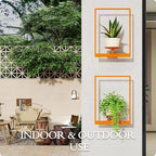 Orange Metal Wall Plant Holder - 2-Pack Wall Mounted Plant Stands and Hanging Holders for Indoor Planter and Flower Pot -Rectangle Decor Shelf for Plant Storage (Pot Not Included)