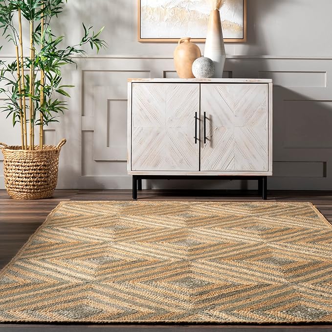 Rugs USA Dogwood Tiled Jute Area Rug, 5x8, Natural