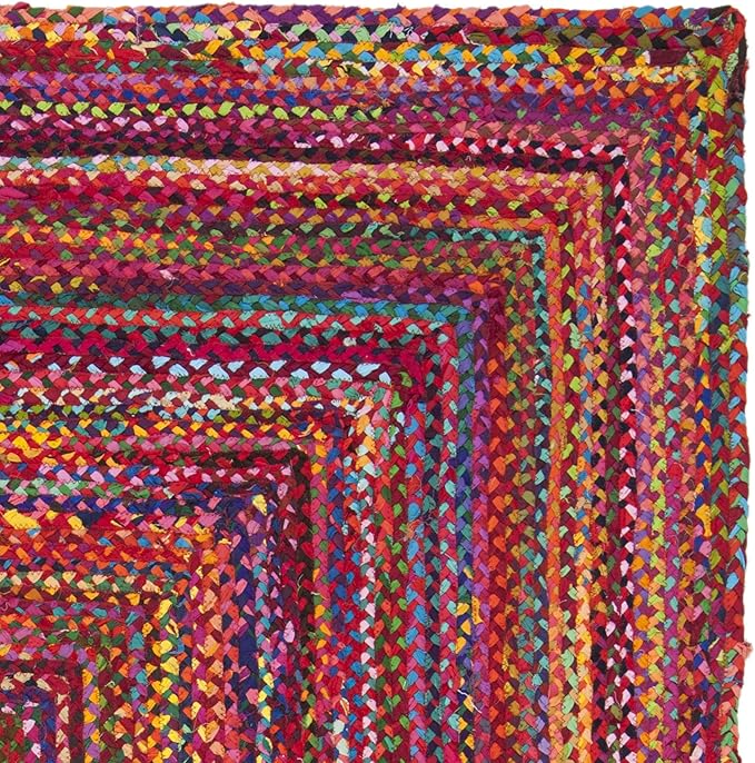 SAFAVIEH Area Rug 5x8 - Cape Cod Collection - Red & Multi, Handmade Jute & Cotton, Woven Braided Design (CAP202A)