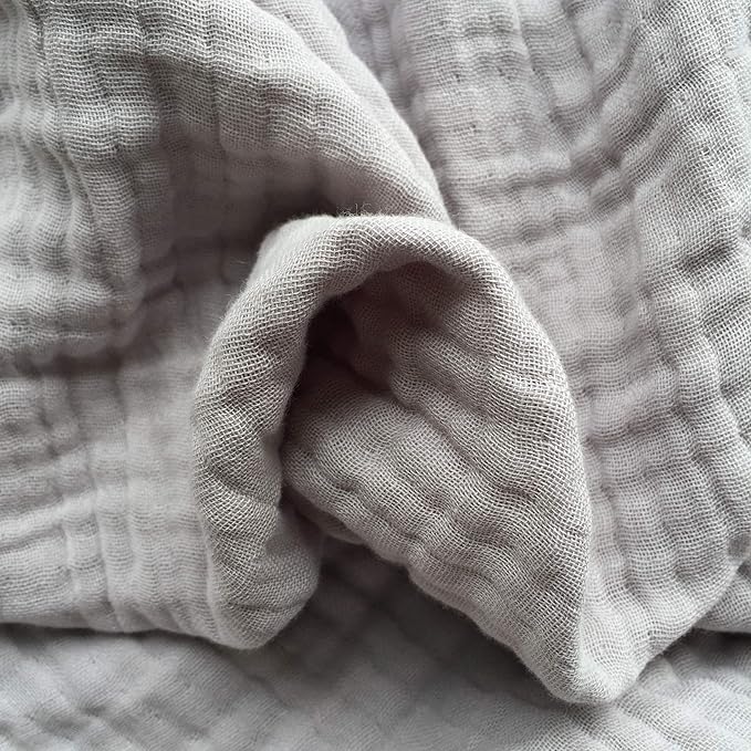 KyraHome 100% Organic Cotton Throw Blanket, 90x104 King Size Muslin Blankets for Adults, Couch, Plant Dyed, Breathable Lightweight Gauze Bed Throw Blanket All Season, Light Grey,